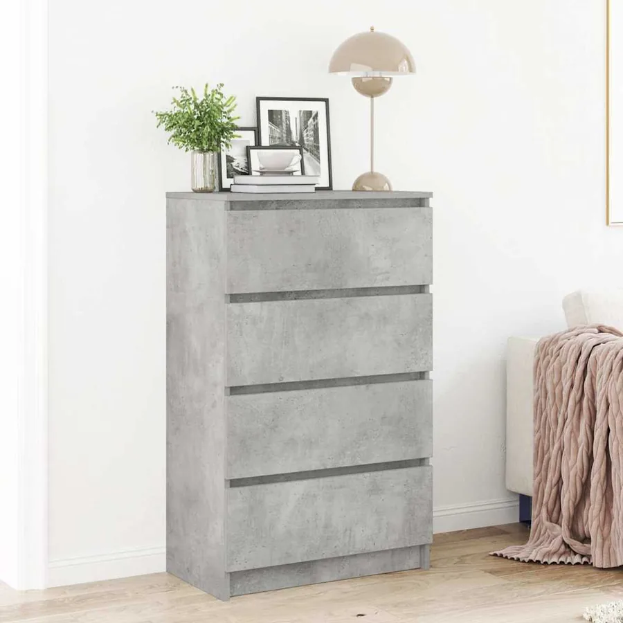 Buffet Gris béton 60x35x98,5 cm Bois d'ingénierie