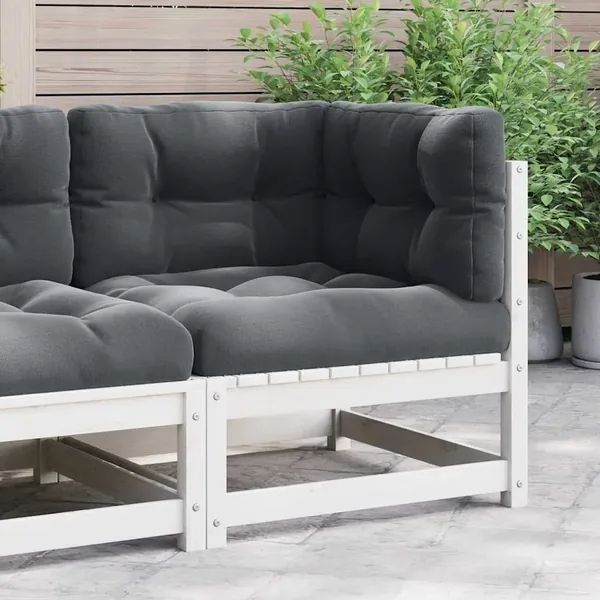 Canapé d'angle de jardin coussins anthracite Bois de pin massif