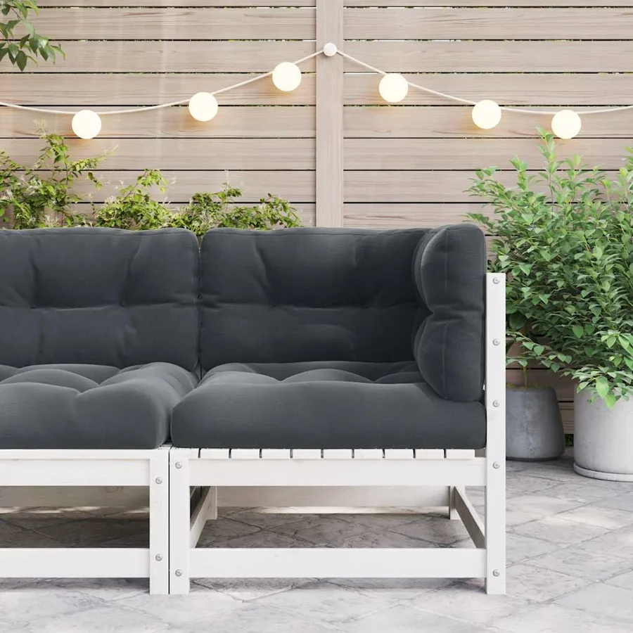 Canapé d'angle de jardin coussins anthracite Bois de pin massif - 3