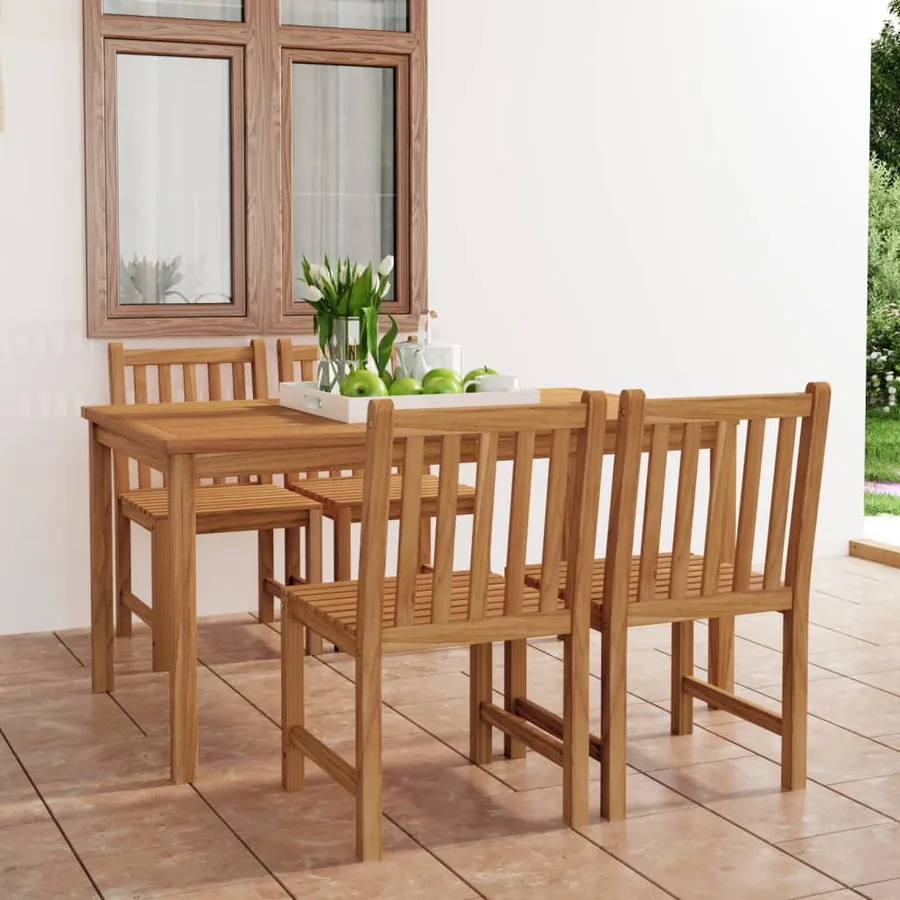Ensemble de salle à manger de jardin 5 pièces 150 x 90 cm en bois de teck massif
