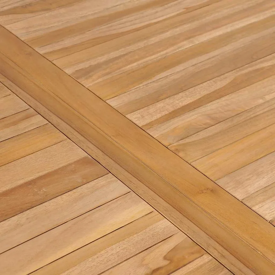 Ensemble de salle à manger de jardin 5 pièces 150 x 90 cm en bois de teck massif - 14