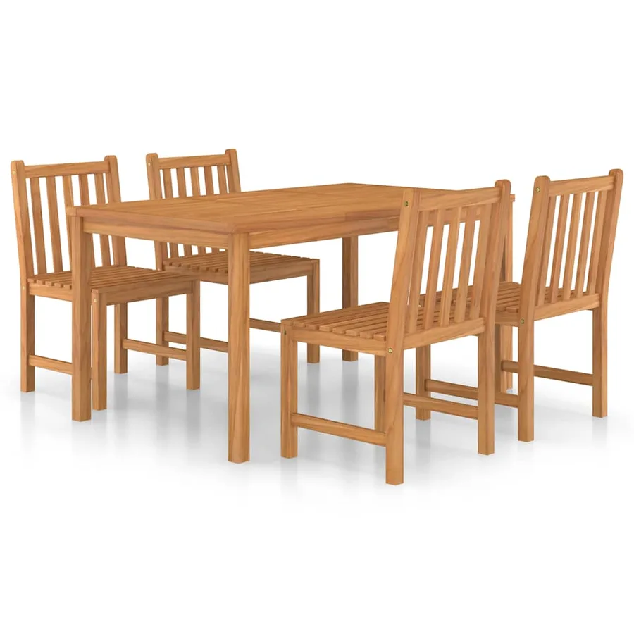 Ensemble de salle à manger de jardin 5 pièces 150 x 90 cm en bois de teck massif - 2