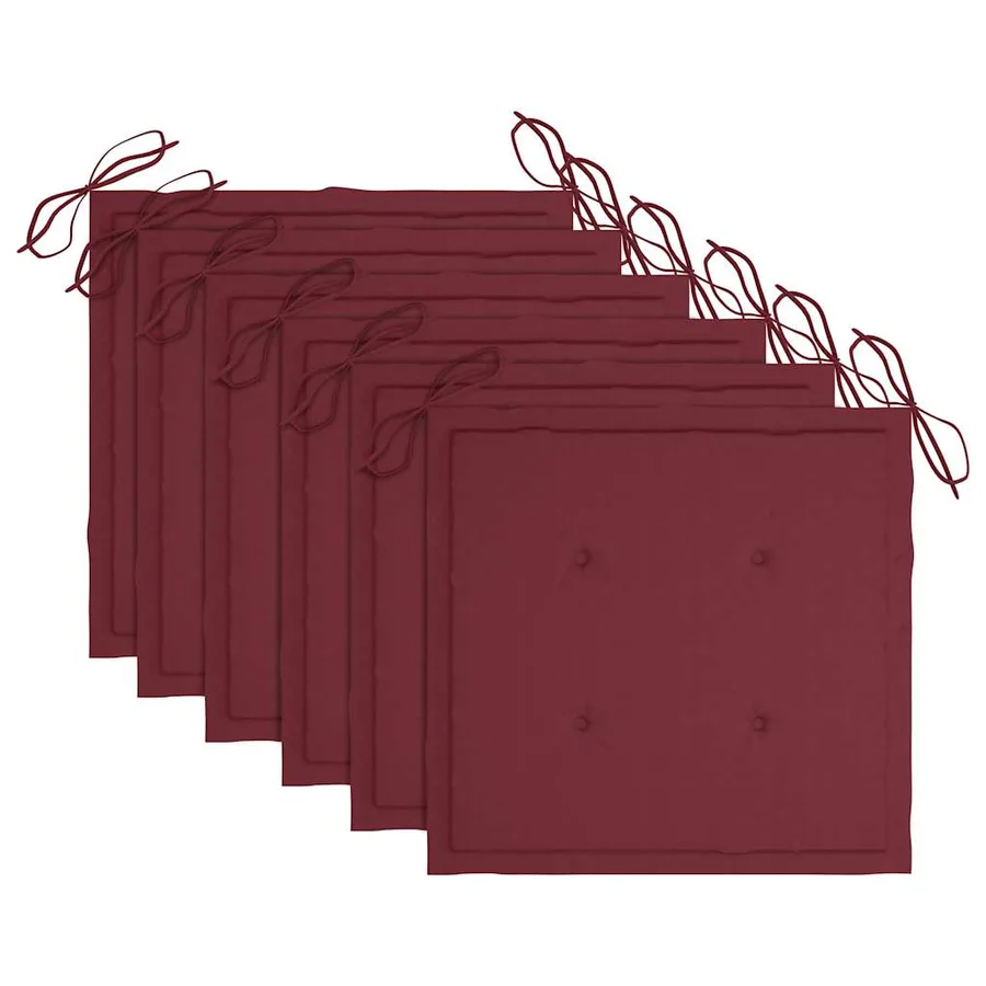 Chaises de jardin avec coussins rouge bordeaux lot de 6 Teck - 6