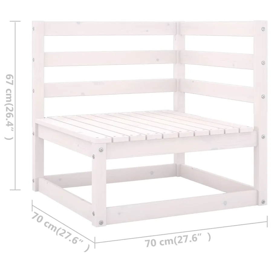 Salon de jardin 8 pcs Blanc Bois de pin massif - 10