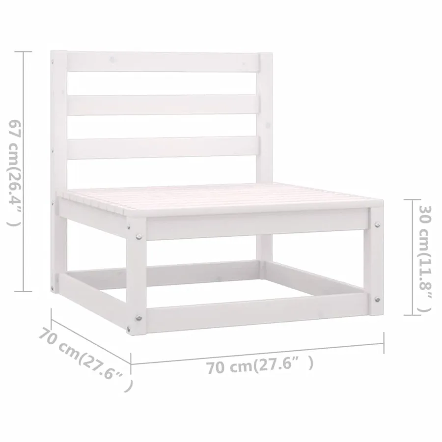 Salon de jardin 8 pcs Blanc Bois de pin massif - 12
