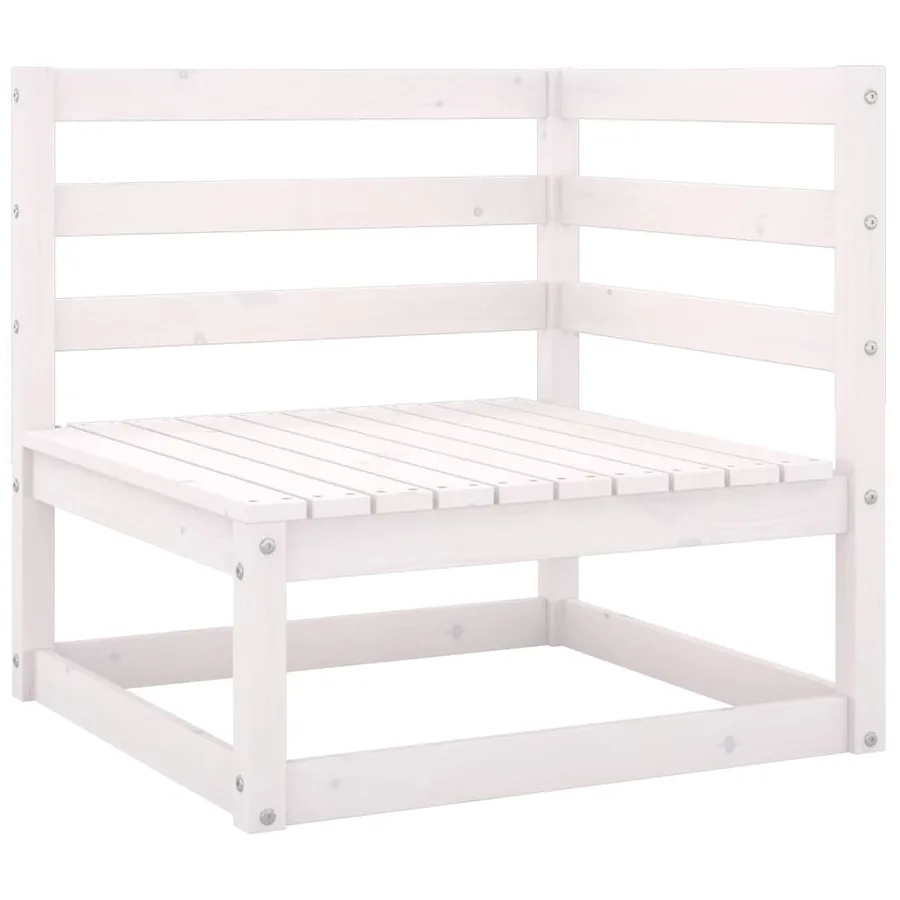 Salon de jardin 8 pcs Blanc Bois de pin massif - 4