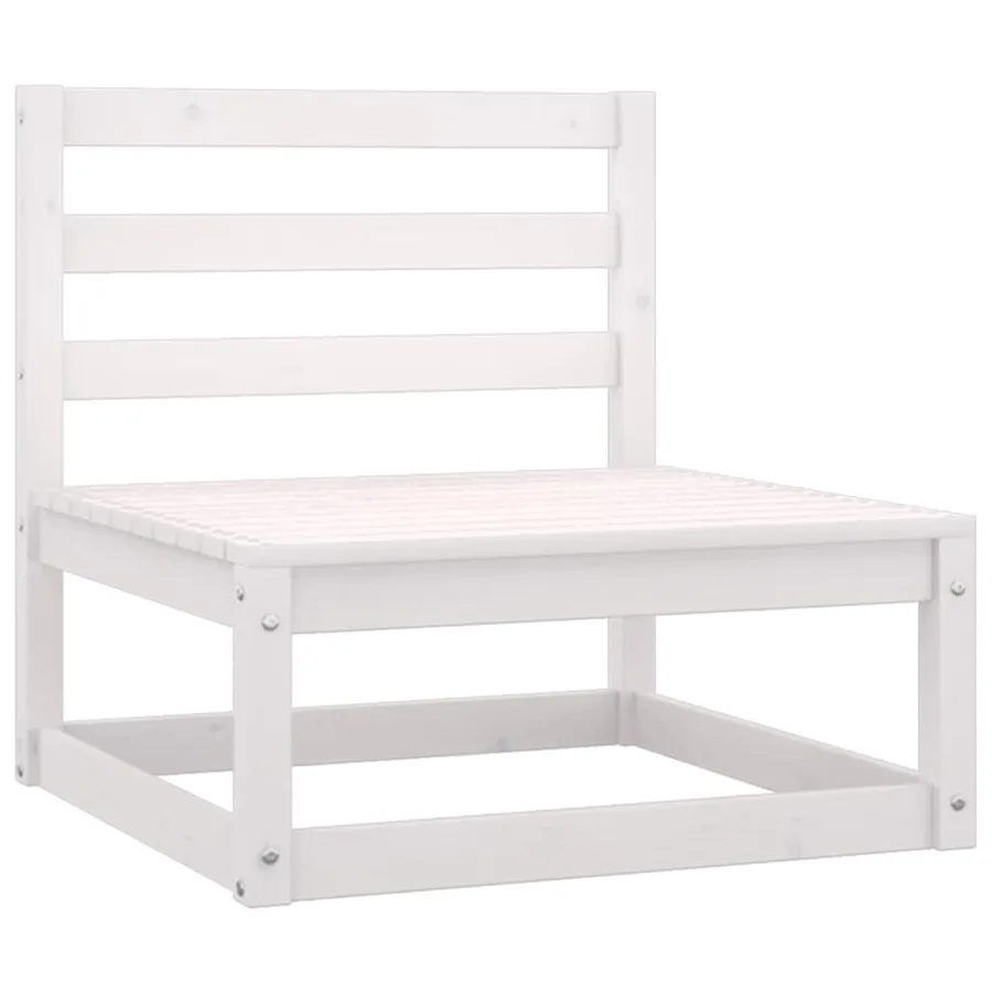 Salon de jardin 8 pcs Blanc Bois de pin massif - 6