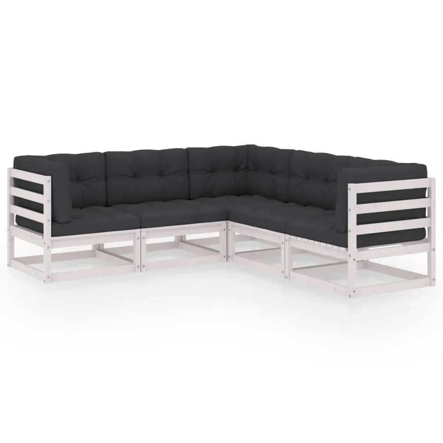 Salon de jardin 5 pcs avec coussins Bois de pin massif - 2