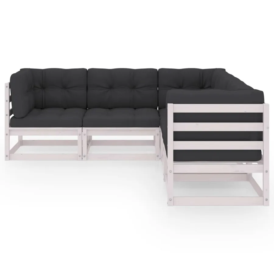 Salon de jardin 5 pcs avec coussins Bois de pin massif - 3
