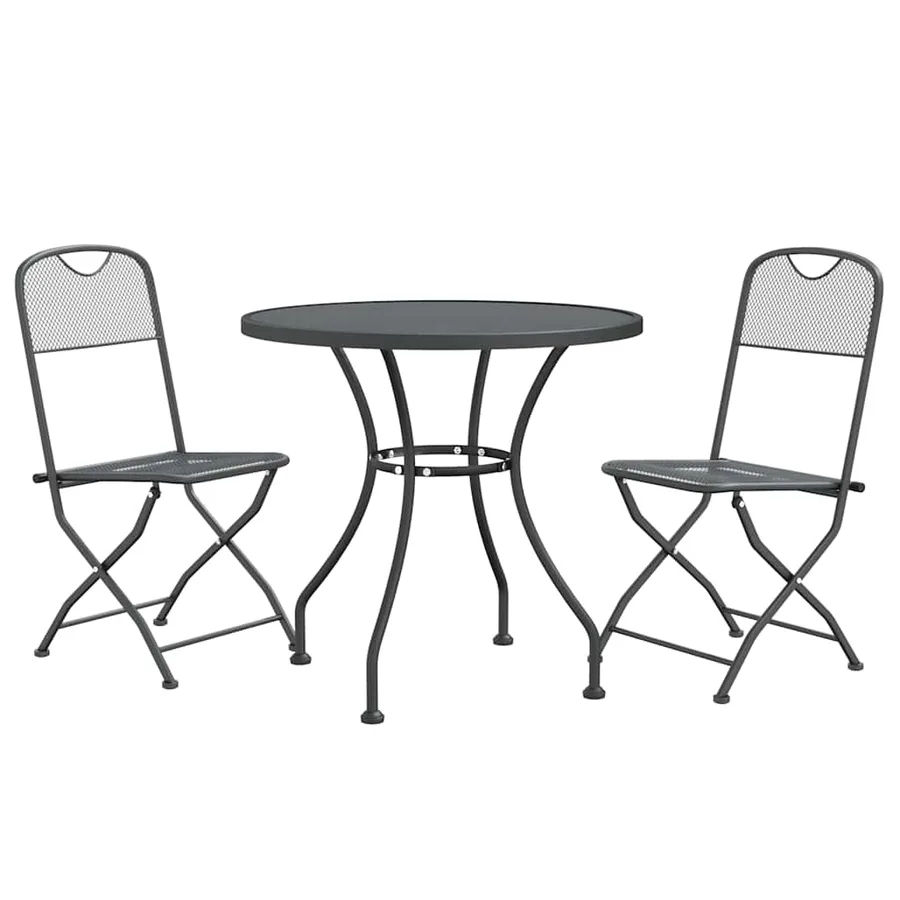 Ensemble à manger de jardin 3 pcs Maille Métal Anthracite - 3