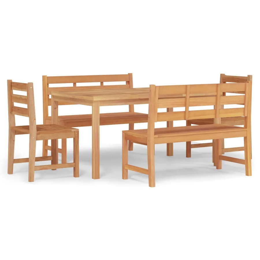 Ensemble à manger de jardin 5pcs Bois de teck massif - 2