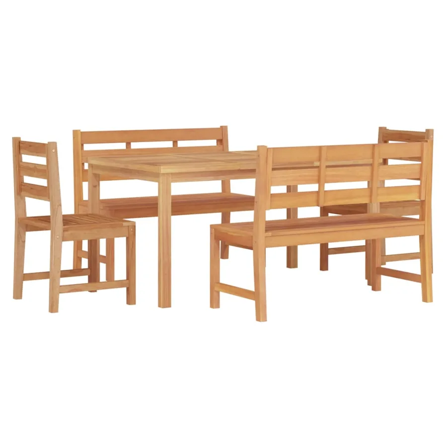 Ensemble à manger de jardin 5pcs Bois de teck massif - 3