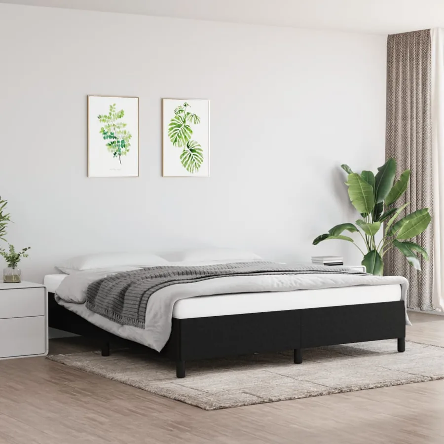 Cadre de lit sans matelas noir 180x200 cm tissu