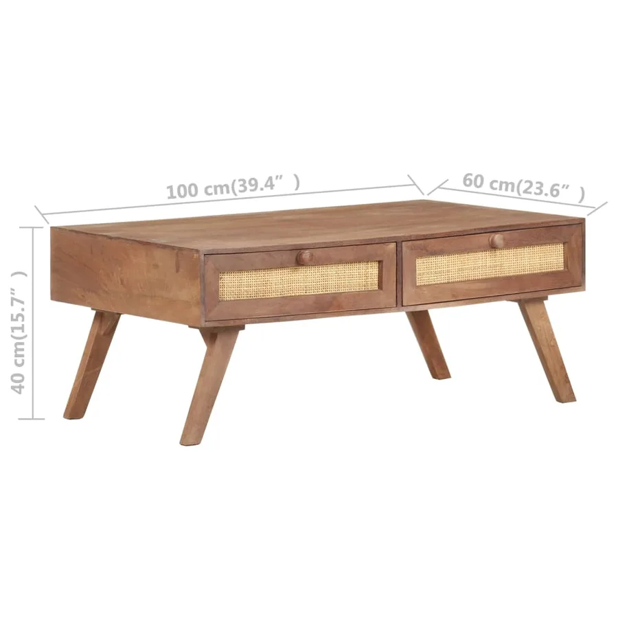 Table basse 100x60x40 cm Bois de manguier massif - 8