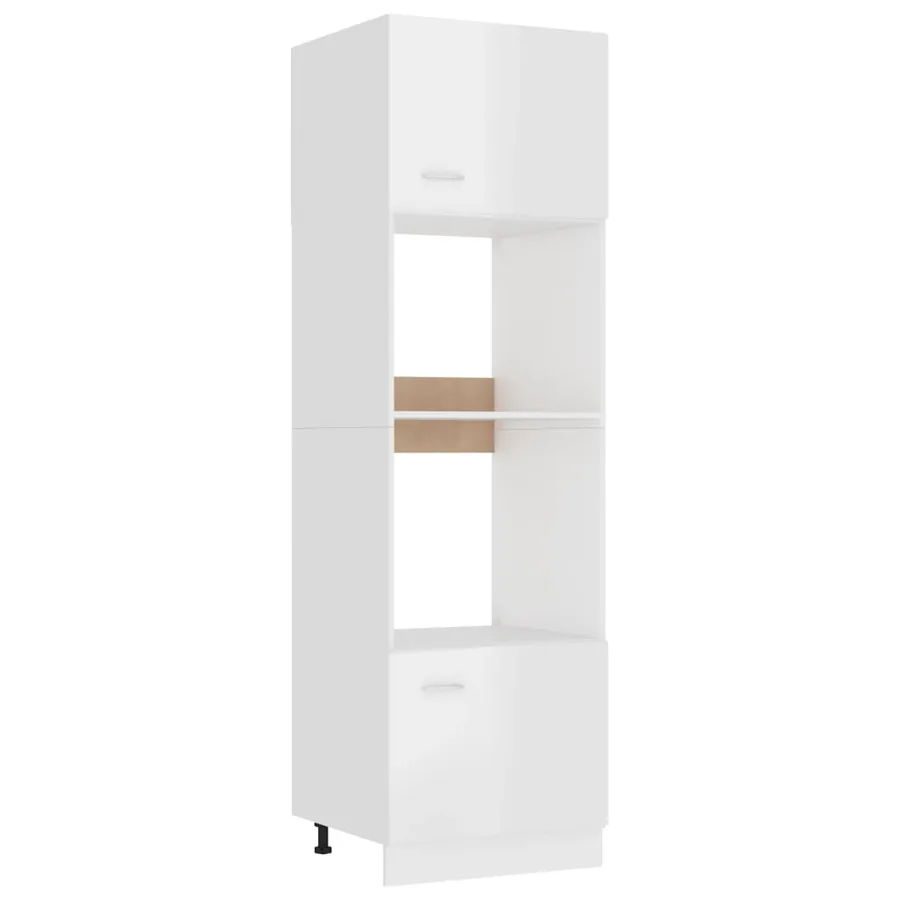 Meuble micro-ondes "Lyon" Blanc brillant 60 x 57 x 207 cm Bois d'ingénierie