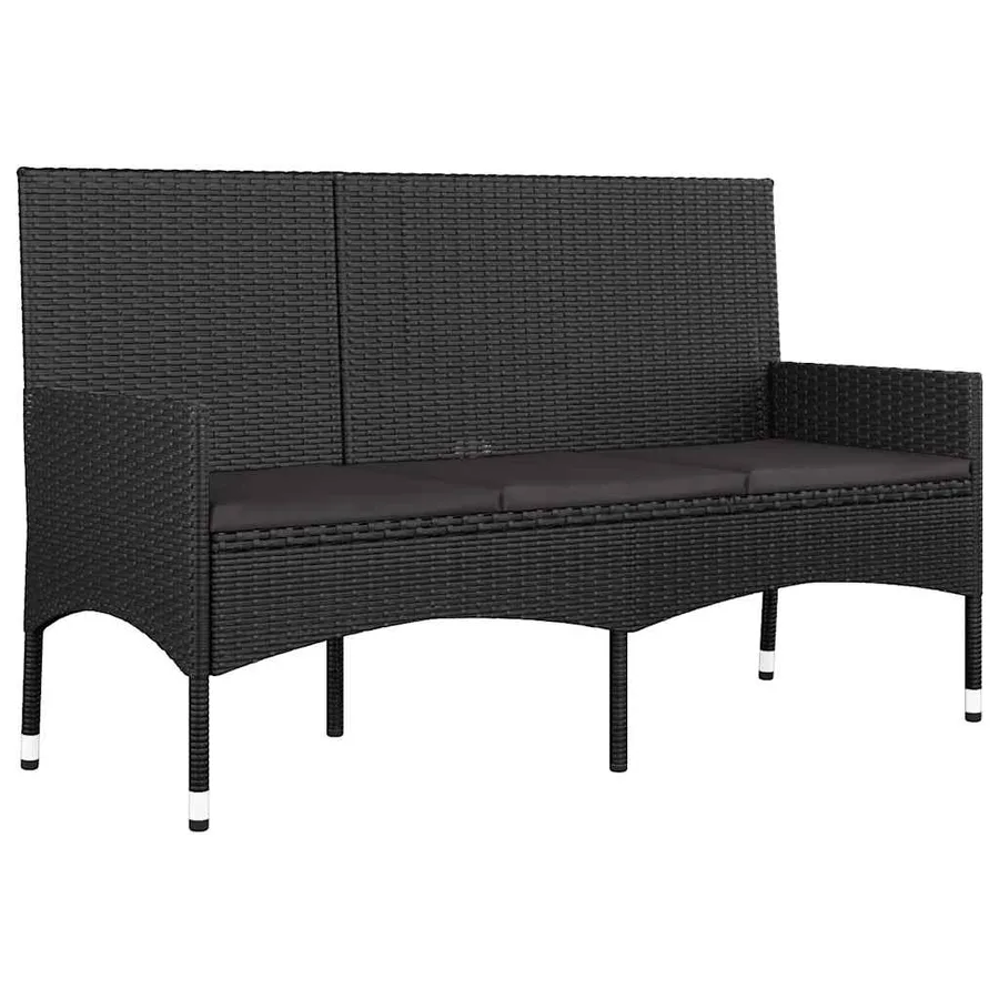 Salon de jardin 4 pcs avec coussins Noir Résine tressée - 10