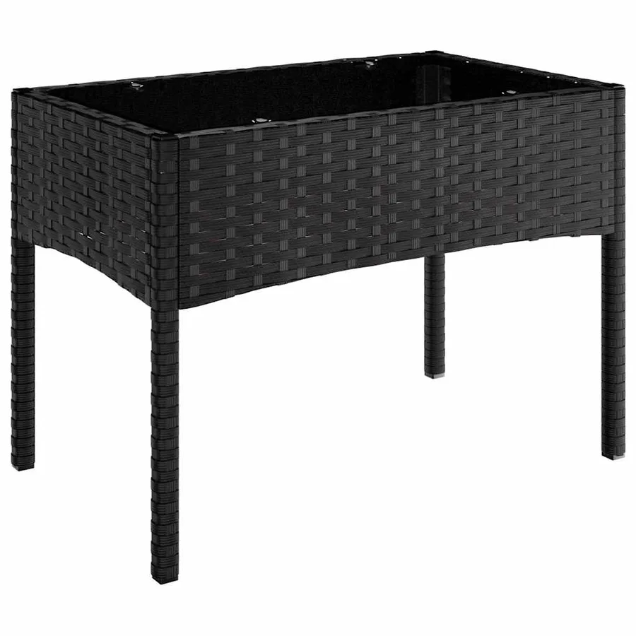 Salon de jardin 4 pcs avec coussins Noir Résine tressée - 4