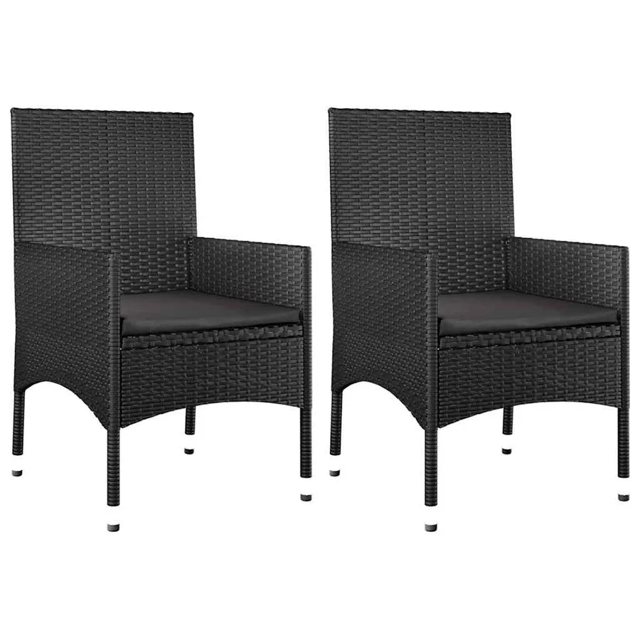 Salon de jardin 4 pcs avec coussins Noir Résine tressée - 7