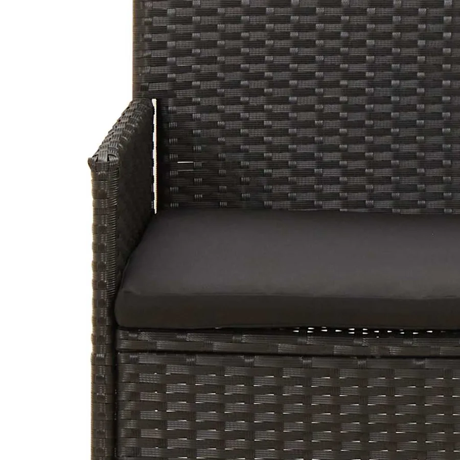 Salon de jardin 4 pcs avec coussins Noir Résine tressée - 9