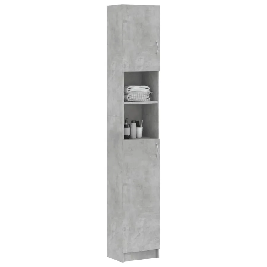 Armoire salle de bain Gris béton 32x25,5x190 cm Bois ingénierie - 3