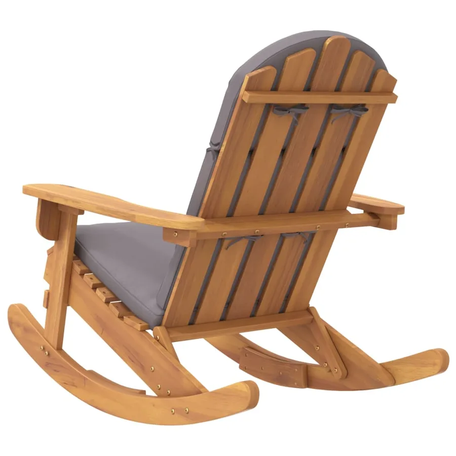 Chaise à bascule Adirondack avec coussins bois massif d'acacia - 5