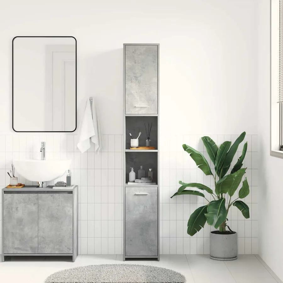 Armoire de salle de bain Gris béton Bois d'ingénierie - 3