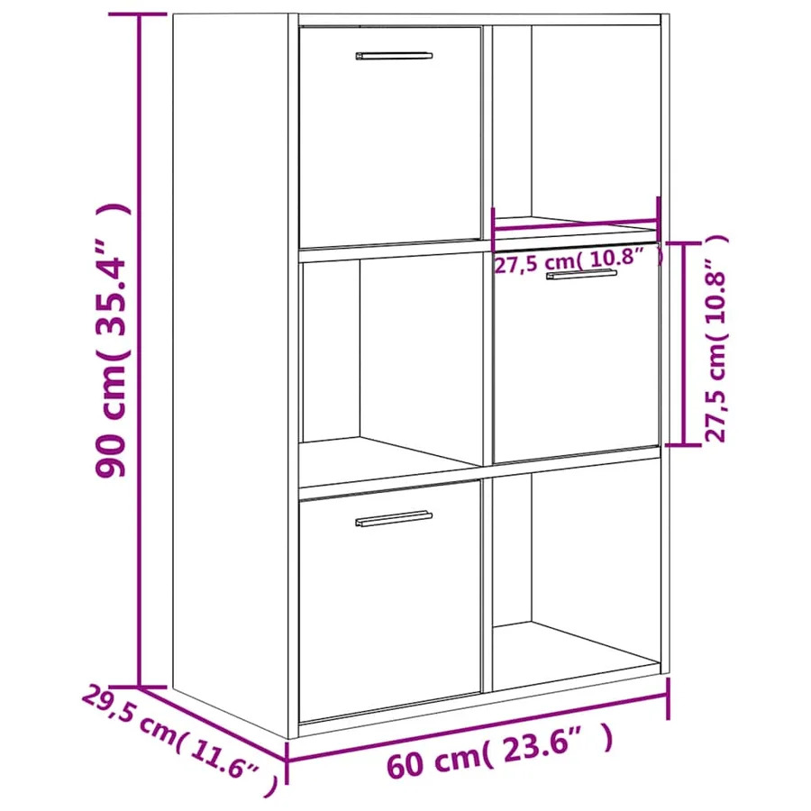 Armoire de rangement Gris béton 60x29,5x90 cm Bois d'ingénierie - 10