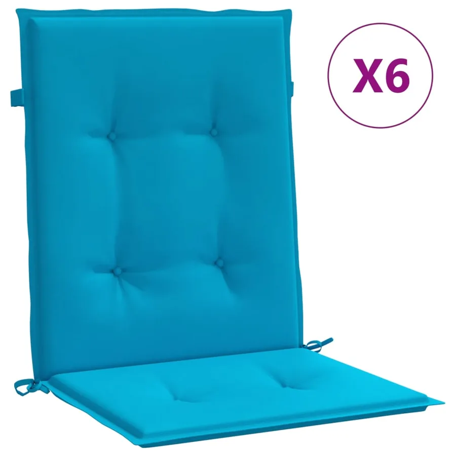 Coussins de chaise de jardin à dossier bas lot de 6 bleu - 2
