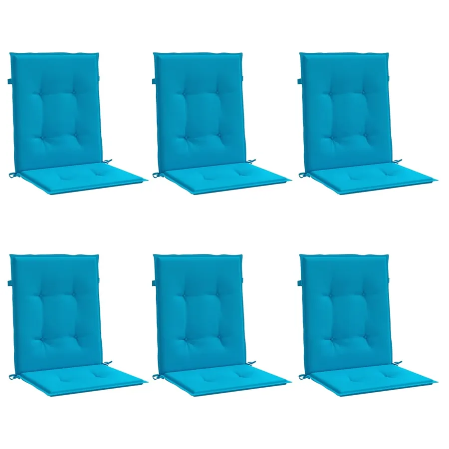 Coussins de chaise de jardin à dossier bas lot de 6 bleu - 3