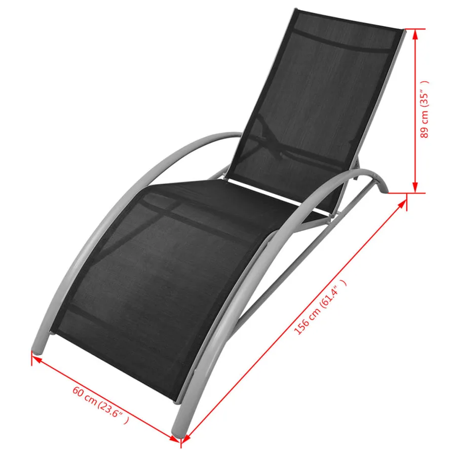 Chaise longue aluminium noir - 6