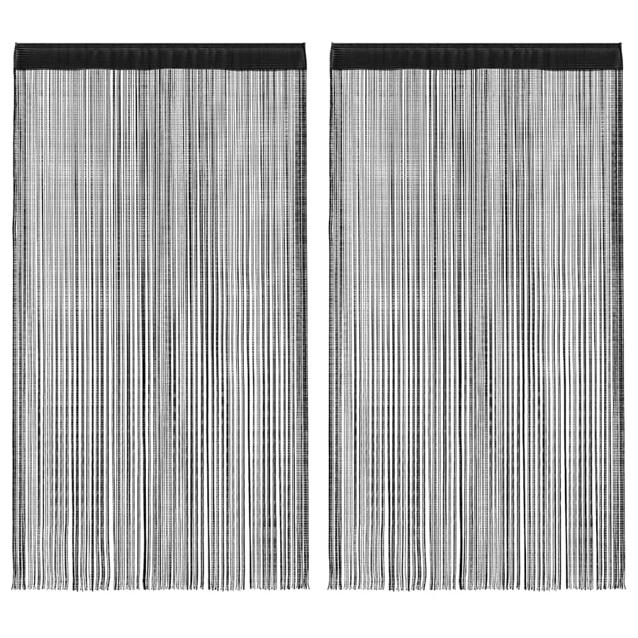 Rideau en fils 2 pcs 100 x 250 cm Noir
