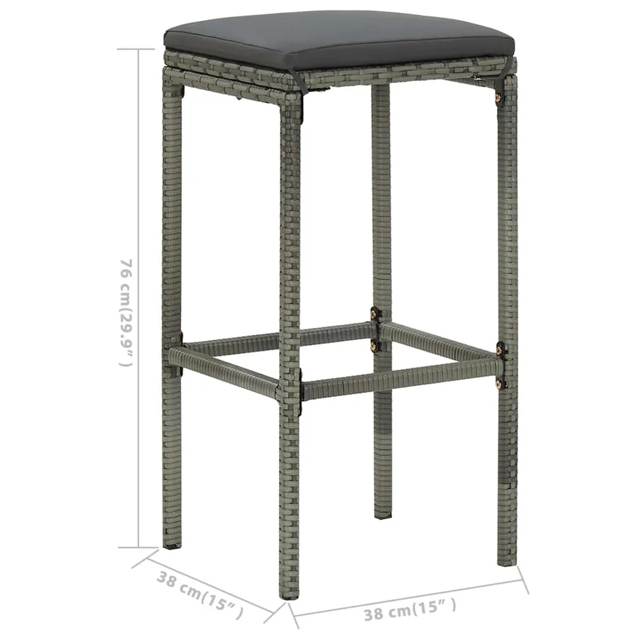 Ensemble de bar de jardin avec coussins 3 pcs Gris - 12