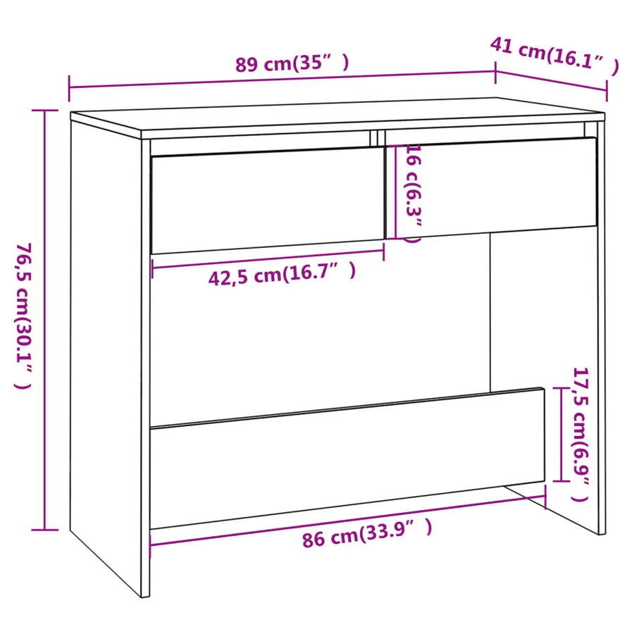 Table console sonoma gris 89x41x76,5 cm bois d'ingénierie - 8