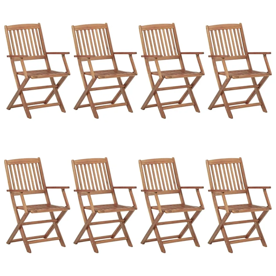 Chaises pliables d'extérieur lot de 8 Bois d'acacia solide