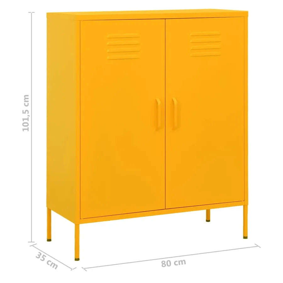 Armoire de rangement Jaune moutarde 80x35x101,5 cm Acier - 9