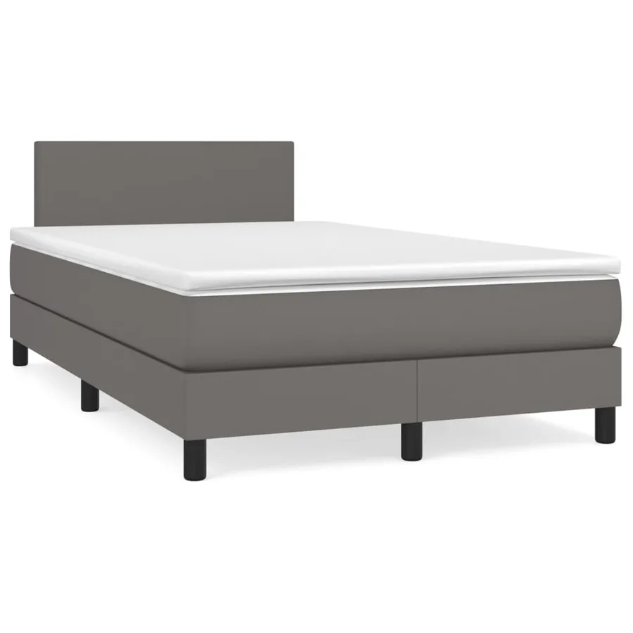 Sommier à lattes de lit avec matelas Gris 120x200 cm Similicuir - 2
