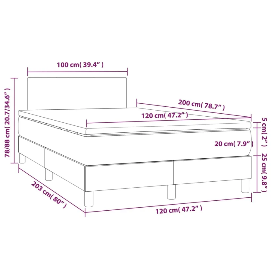 Sommier à lattes de lit avec matelas Gris 120x200 cm Similicuir - 7