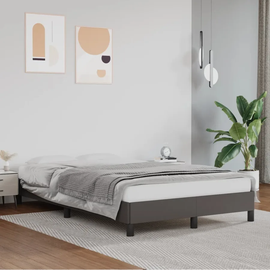 Cadre de lit sans matelas gris 120x200 cm similicuir