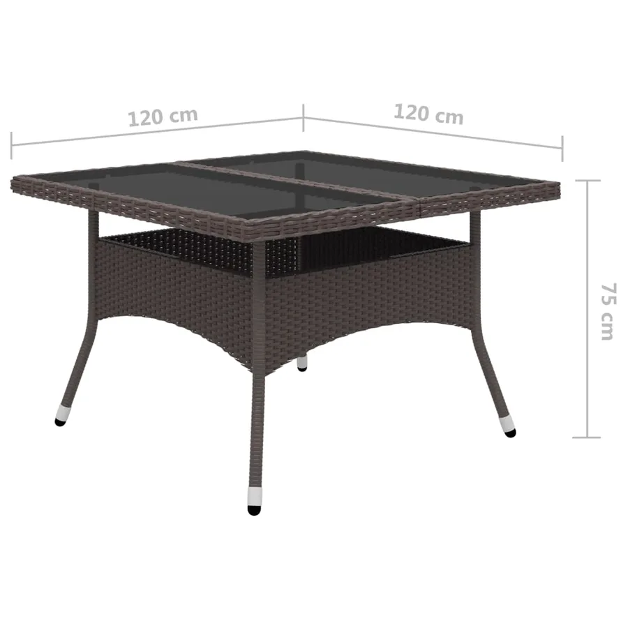 Ensemble à manger de jardin 9pcs Résine tressée et verre Marron - 12