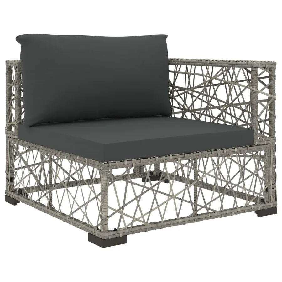 Salon de jardin 8 pcs avec coussins résine tressée gris - 4