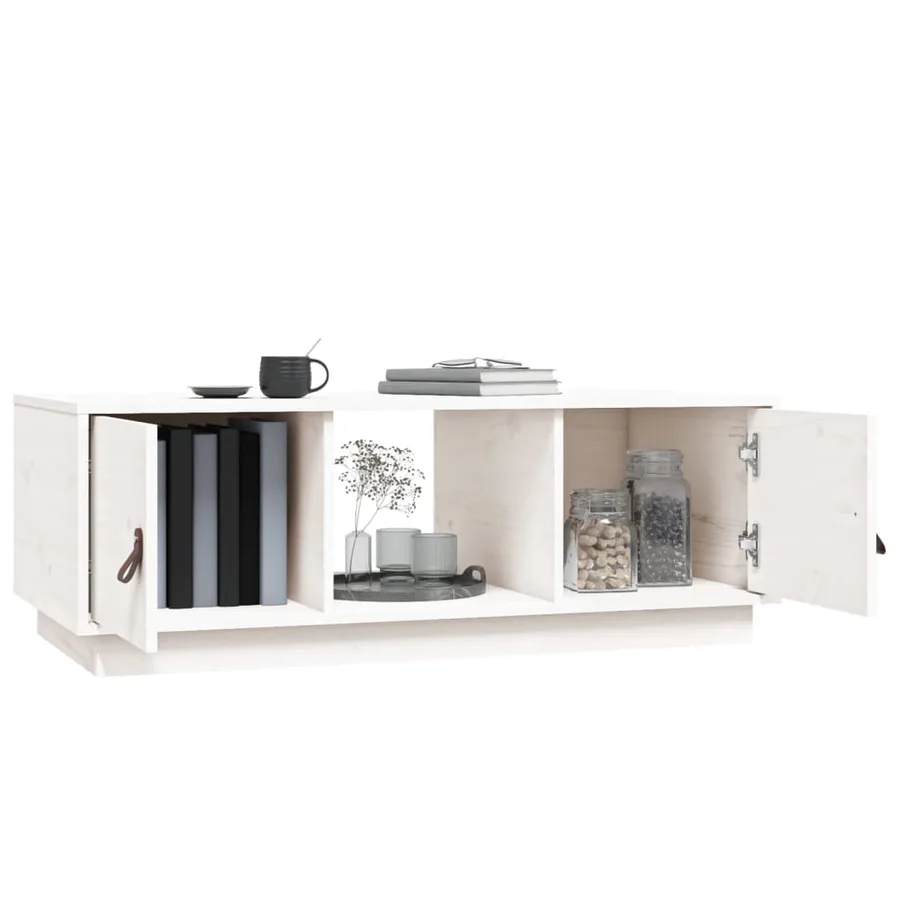 Table basse Blanc 100x50x35 cm Bois massif de pin - 5