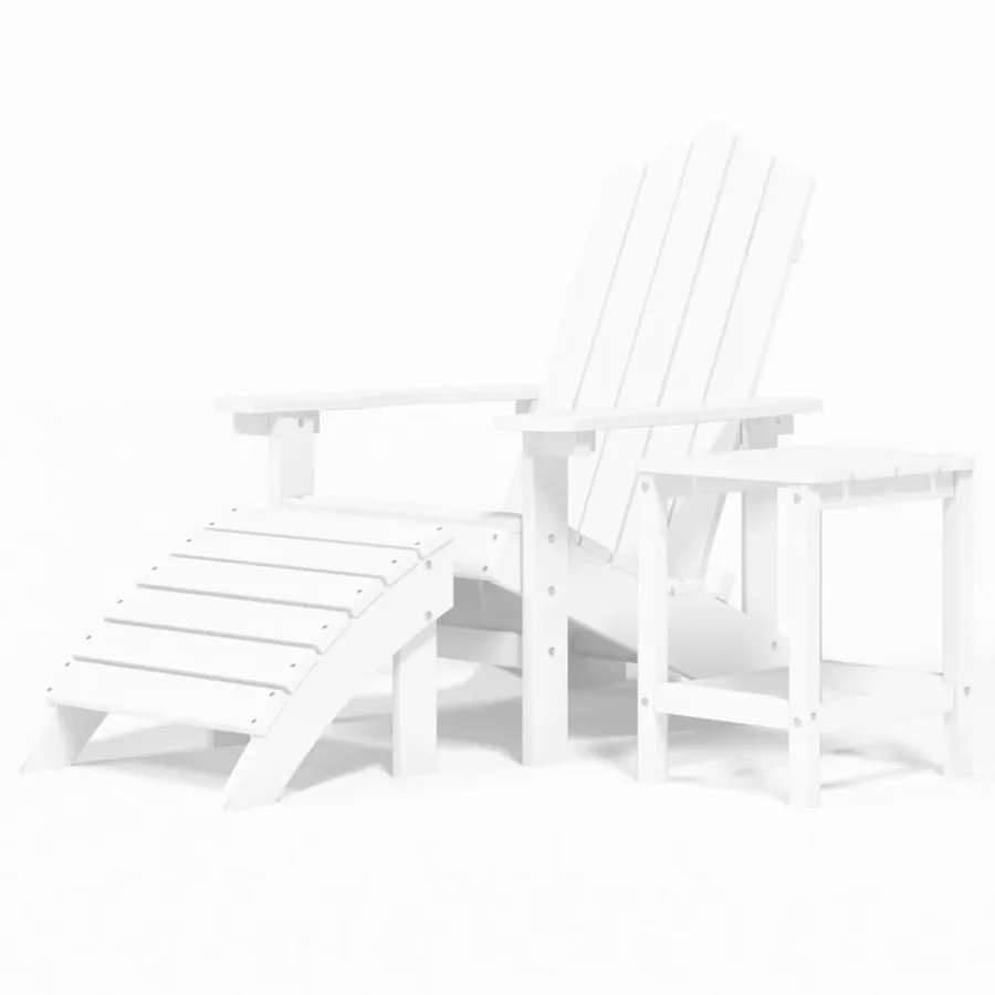 Chaise de jardin Adirondack repose-pied table PEHD Blanc - 2