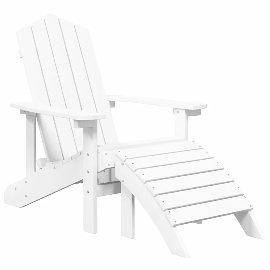 Chaise de jardin Adirondack repose-pied table PEHD Blanc - 3