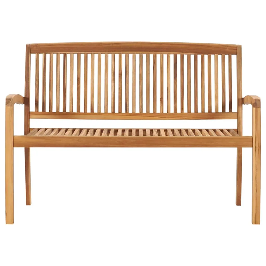 Banc 2 places empilable de jardin 120 cm Bois de teck solide - 2