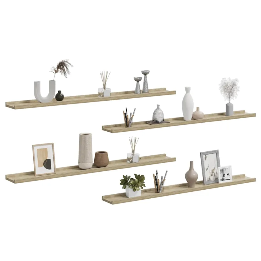 Étagères murales 4 pcs chêne sonoma 100x9x3 cm - 4