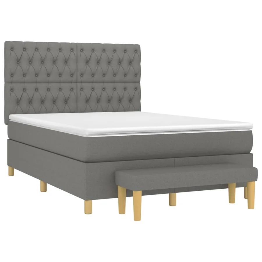 Sommier à lattes de lit avec matelas Gris foncé 140x190cm Tissu - 3