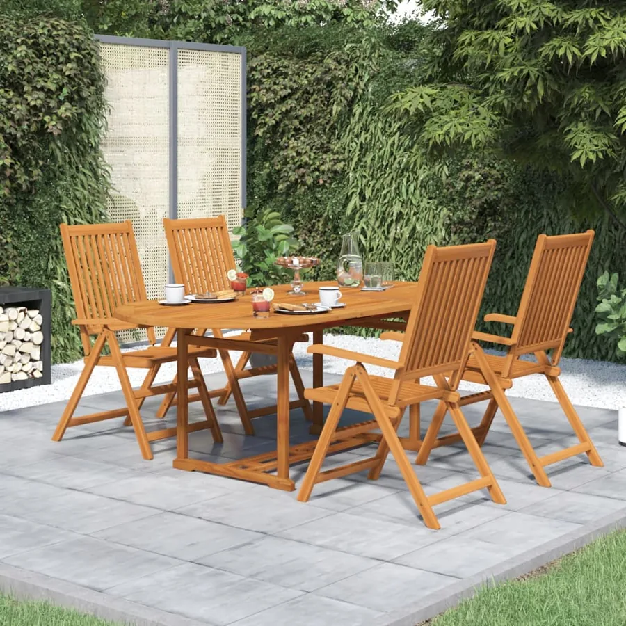 Ensemble à manger de jardin 5 pcs Bois d'acacia massif 150-200 cm