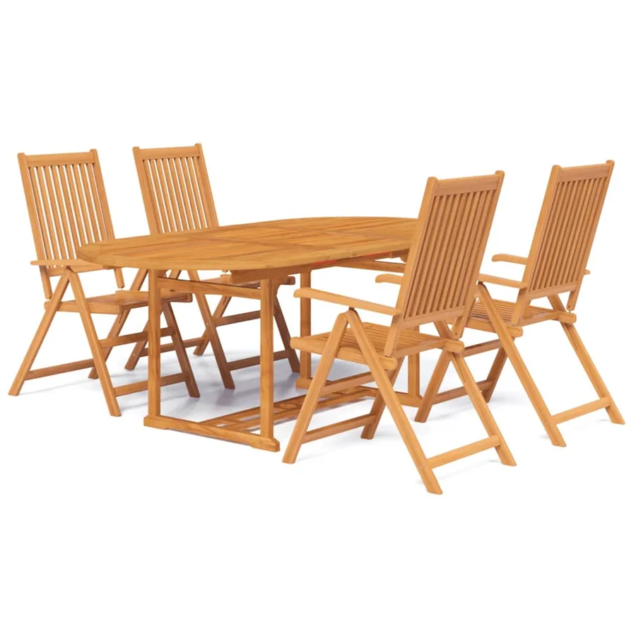 Ensemble à manger de jardin 5 pcs Bois d'acacia massif 150-200 cm - 2