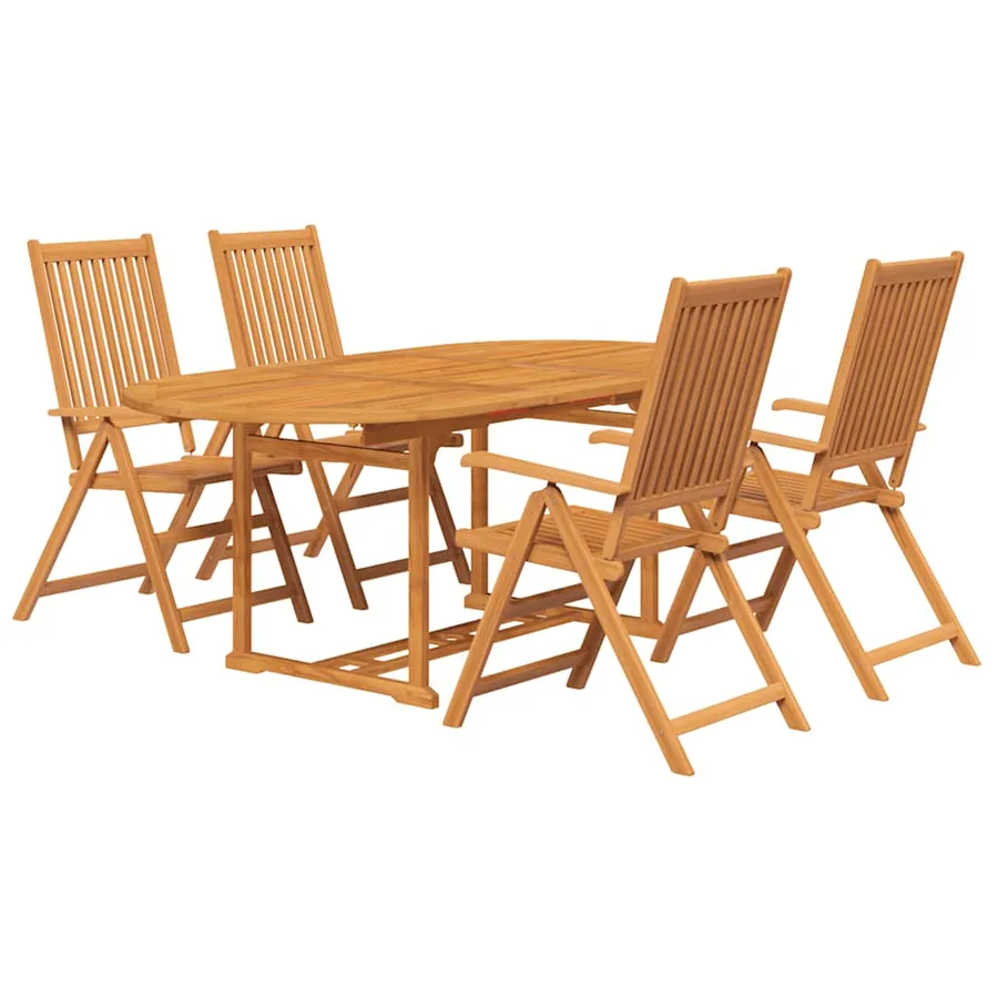 Ensemble à manger de jardin 5 pcs Bois d'acacia massif 150-200 cm - 3