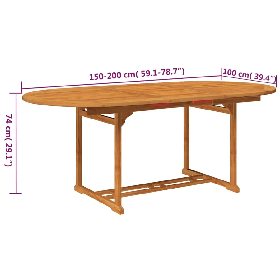 Ensemble à manger de jardin 5 pcs Bois d'acacia massif 150-200 cm - 9
